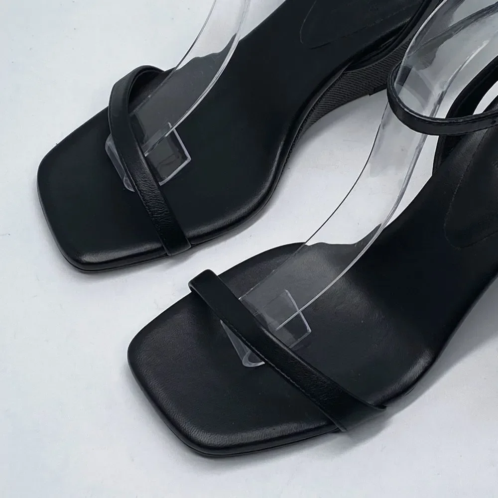 Brunello Cucinelli Monili Embellished Strappy Wedge Leather Sandals size 36